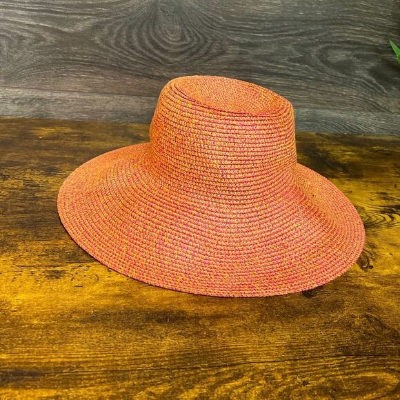 Betmar Gossamer Packable Straw Sun Hat, Tropical Multi (Coral/Purple/Yellow) NWT - Picture 7 of 13